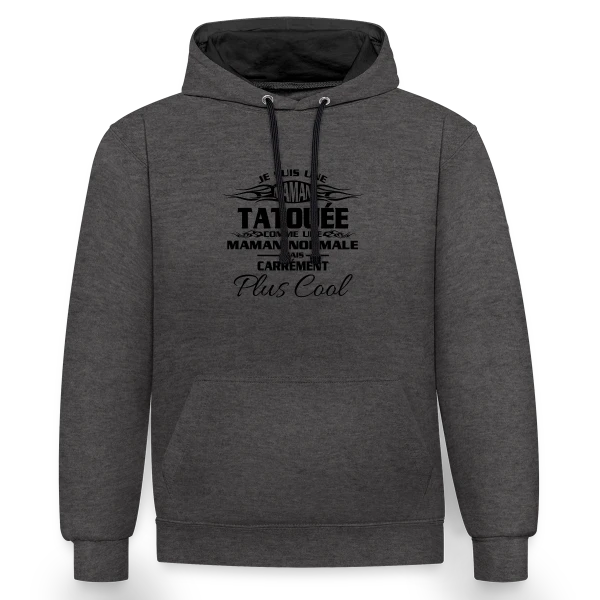 Maman Tatouée Tendance sur Sweat à capuche contrasté