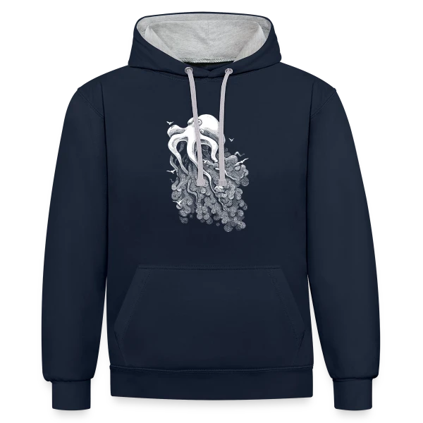 Pieuvre des Nuages sur Sweat à capuche contrasté