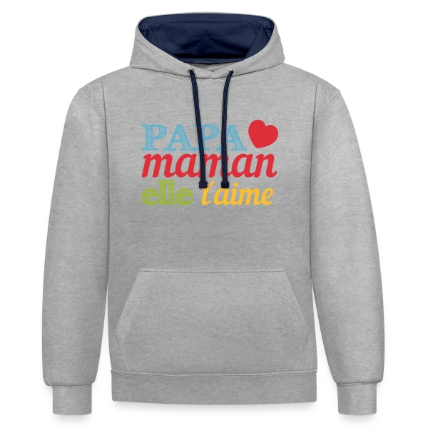 Bébé t'aime : Le message d'amour pour ma moitié sur Sweat à capuche contrasté