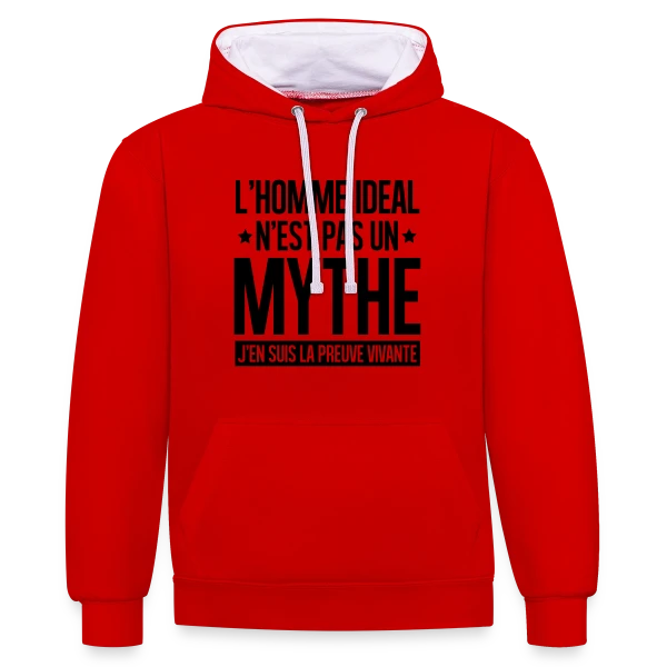 Homme Idéal : Le Mythe Rendu Réel sur Sweat à capuche contrasté