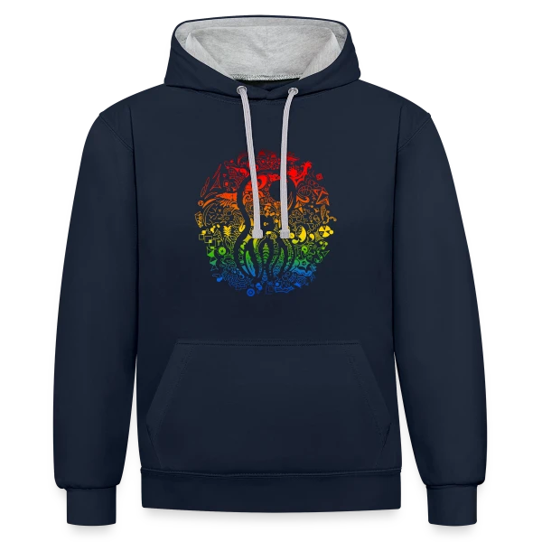 Poulpe Psychédélique sur Sweat à capuche contrasté