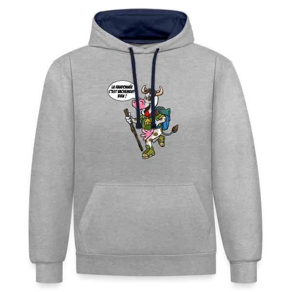 Vache Randonneuse sur Sweat à capuche contrasté