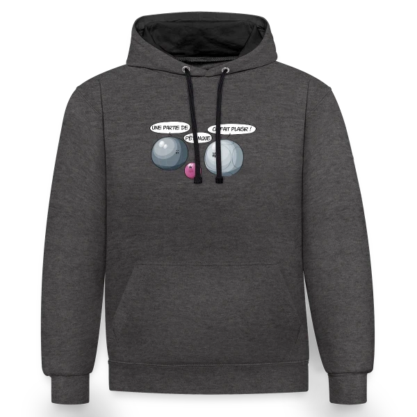 L'Esprit de la Pétanque : Jeu et Convivialité sur Sweat à capuche contrasté