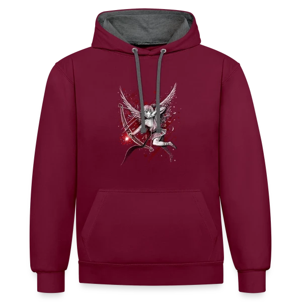 Cupidon, la Flèche d'Amour sur Sweat à capuche contrasté