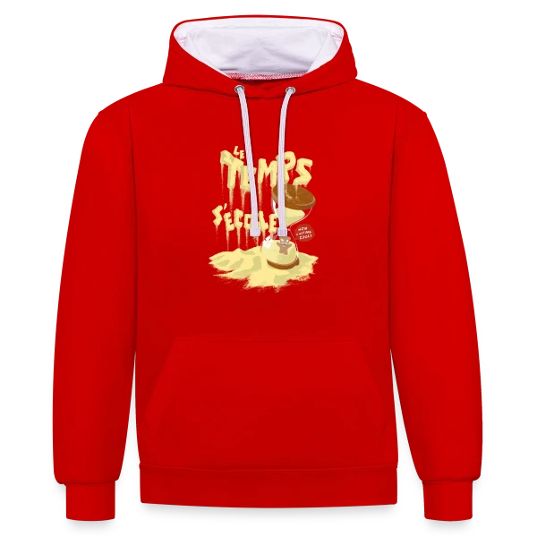 Le Temps C'Est Cool : Ourson Sablier Fun sur Sweat à capuche contrasté