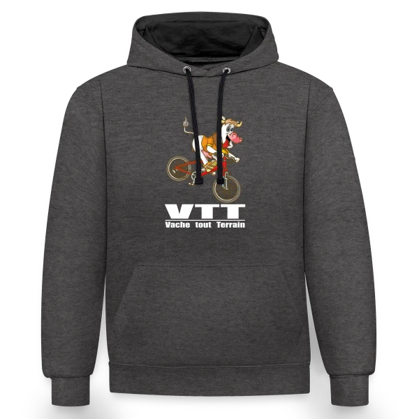 Vache VTT : L'Aventure à la Campagne sur Sweat à capuche contrasté
