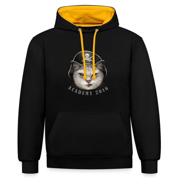 Académie des Chats Pirates sur Sweat à capuche contrasté