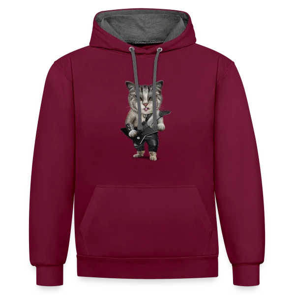 Metalcat : Le Chat Métalleux sur Sweat à capuche contrasté