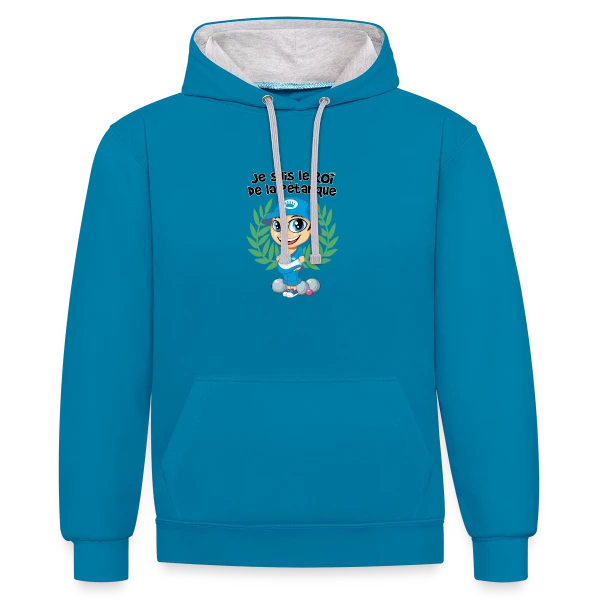 Roi de la pétanque sur Sweat à capuche contrasté