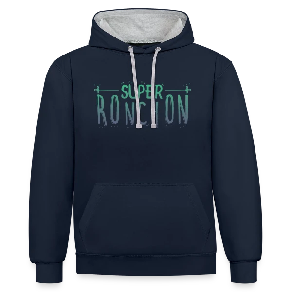 Le Super Ronchon Vert sur Sweat à capuche contrasté