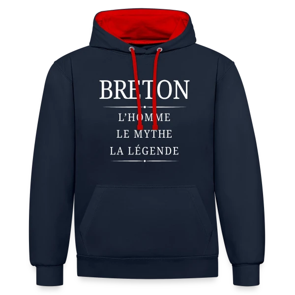Breton Légende sur Sweat à capuche contrasté
