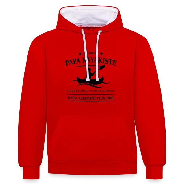Papa Kayakiste Passionné sur Sweat à capuche contrasté