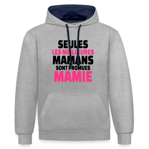 Maman Promue Mamie sur Sweat à capuche contrasté