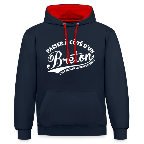 Perfection Bretonne sur Sweat à capuche contrasté