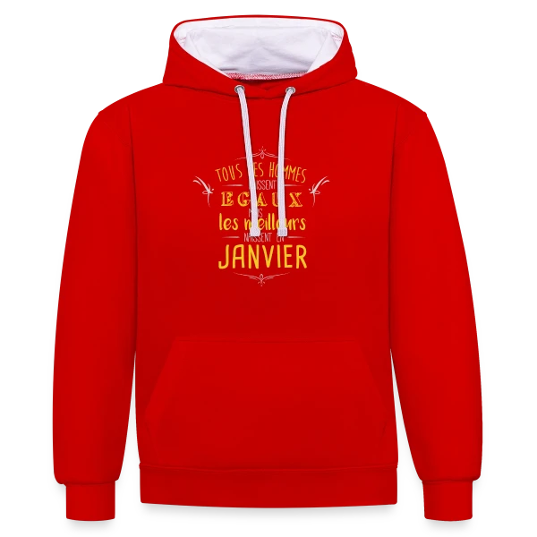 Homme 'Les Légendes Naissent en Janvier' sur Sweat à capuche contrasté