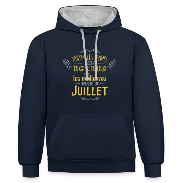 Reine de Juillet : Les Légendes Naissent en Été sur Sweat à capuche contrasté