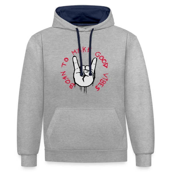 Good Vibes Main Cornue Rock sur Sweat à capuche contrasté