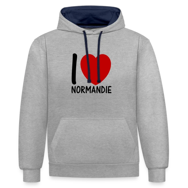 J'aime la Normandie sur Sweat à capuche contrasté