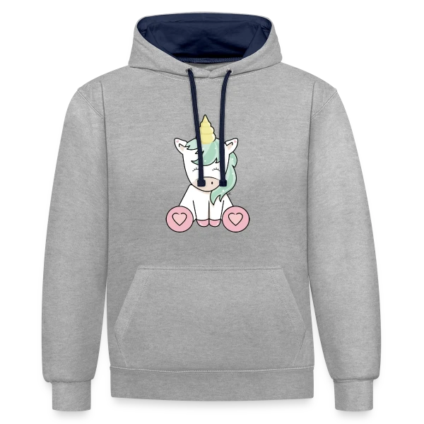 Licorne Kawaii Mignonne sur Sweat à capuche contrasté