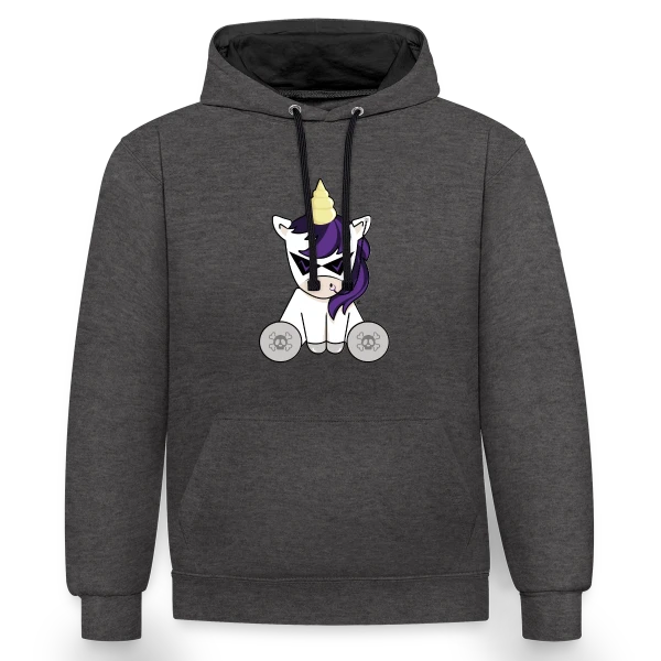 Licorne Grunge : Rebelle et Mystérieuse sur Sweat à capuche contrasté