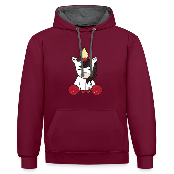 Licorne Rockabilly : Style Rétro Envoûtant sur Sweat à capuche contrasté