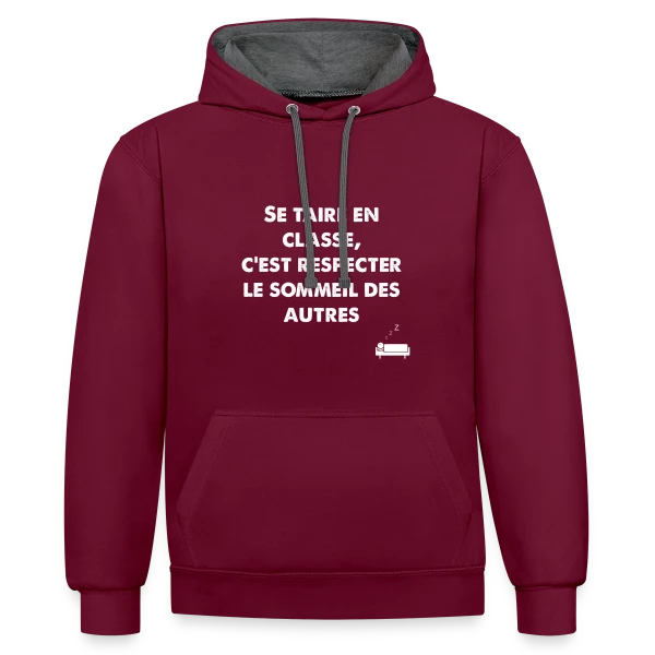 Citation Fun Zzz sur Sweat à capuche contrasté
