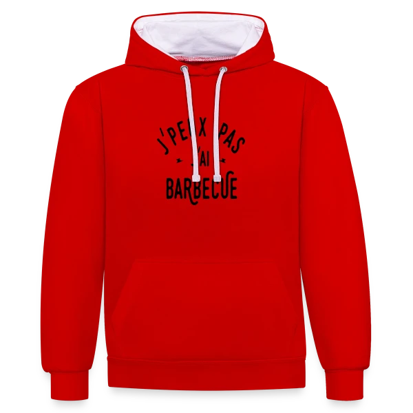 J'PEUX PAS J'AI BARBECUE - Humour & Grillades sur Sweat à capuche contrasté