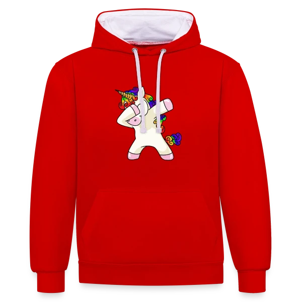 Licorne Dabbing Arc-en-ciel sur Sweat à capuche contrasté