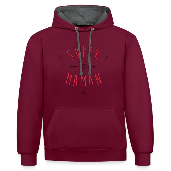 Super Maman : Cœur et Flèche, Votre Héroïne Quotidienne sur Sweat à capuche contrasté