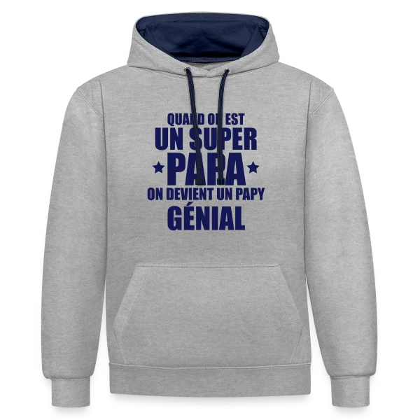 Annonce Grossesse : On Devient un Papy Génial ! sur Sweat à capuche contrasté