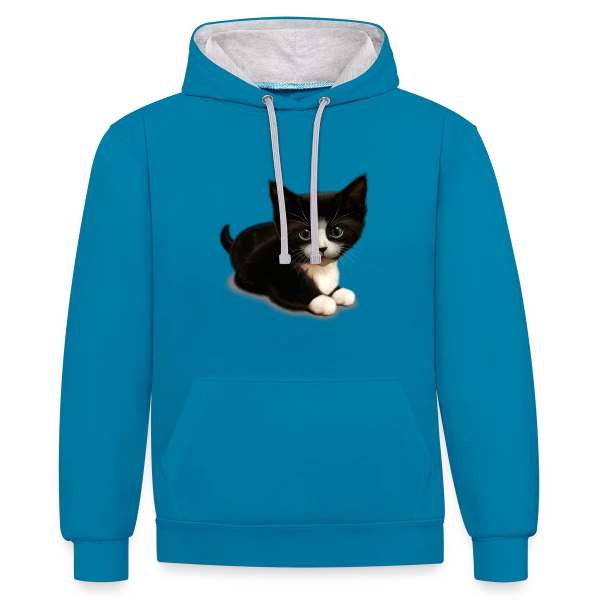 Chat Mignon : Personnalisable sur Sweat à capuche contrasté