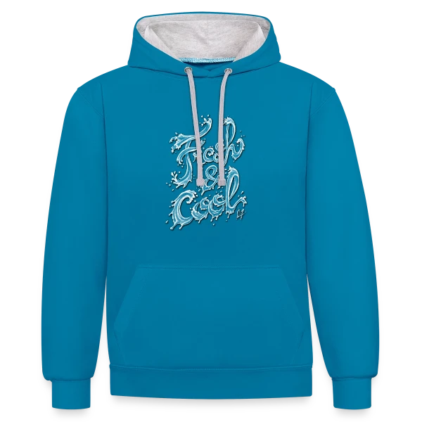 Typographie Aqua Fraîcheur sur Sweat à capuche contrasté