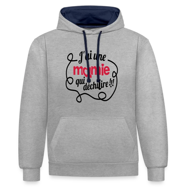 'Ma Mamie Déchire !' : Cadeau Original pour Super Grand-mère sur Sweat à capuche contrasté