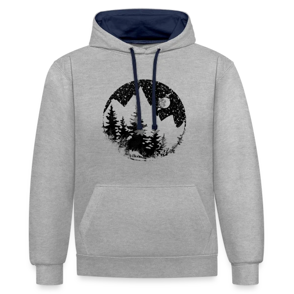Paysage Montagneux Nocturne Fantastique sur Sweat à capuche contrasté