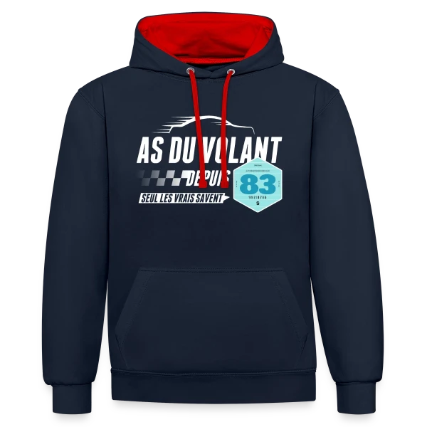 As du Volant 1983 - Légende de la Route sur Sweat à capuche contrasté