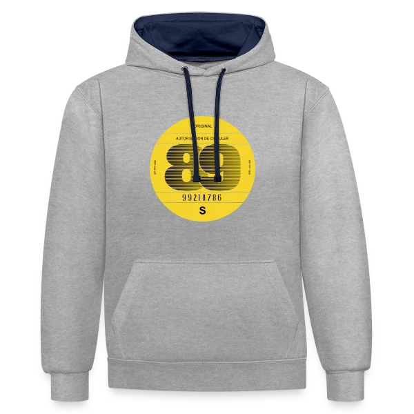 Voiture Vintage France 1989 - Esprit Rétro sur Sweat à capuche contrasté