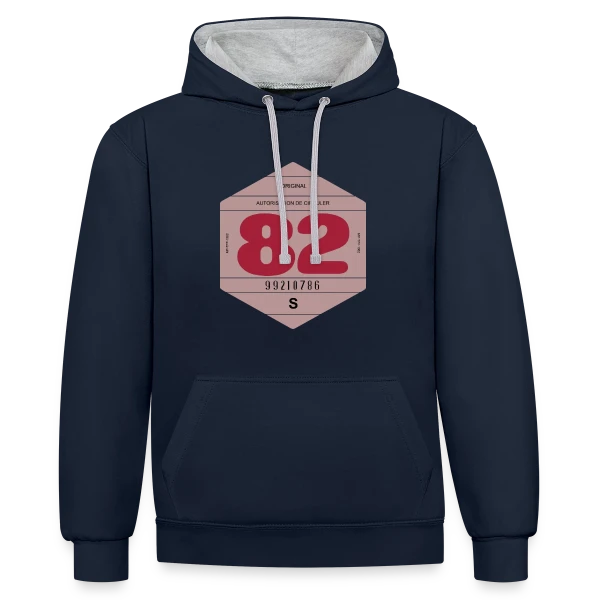 Voiture Rétro 1982 : L'Esprit Vintage Français sur Sweat à capuche contrasté