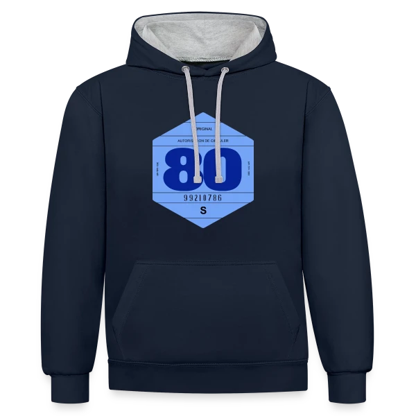 Vignette Automobile Rétro France Années 80 sur Sweat à capuche contrasté