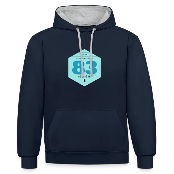 Vignette Auto Rétro 1983 : Voyage Vintage en France sur Sweat à capuche contrasté