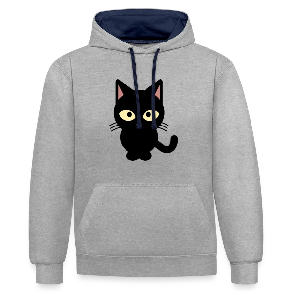Chat Noir Mystérieux sur Sweat à capuche contrasté