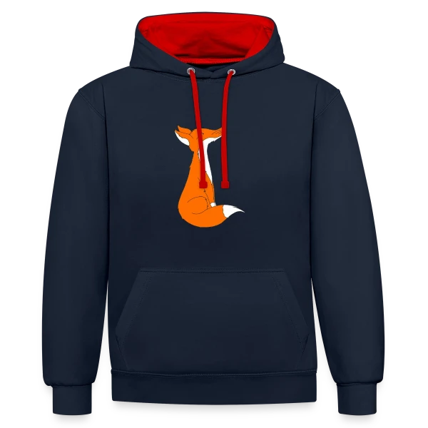 Renard Curieux Cartoon sur Sweat à capuche contrasté