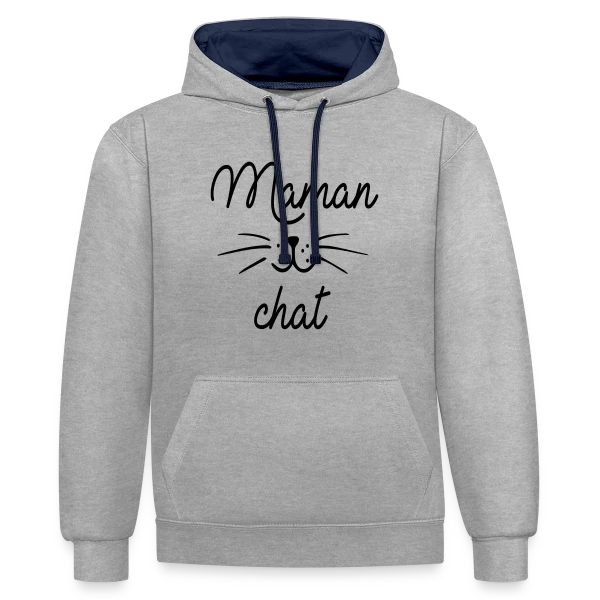 Maman Chat qui Déchire sur Sweat à capuche contrasté