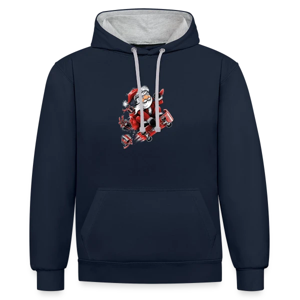 Père Noël Skateur Fou sur Sweat à capuche contrasté