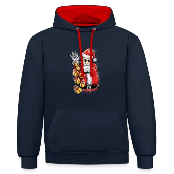 Père Noël Stylé et Généreux sur Sweat à capuche contrasté