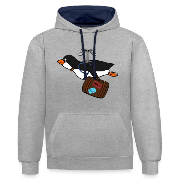 Pingouin Voyageur Hilarant sur Sweat à capuche contrasté