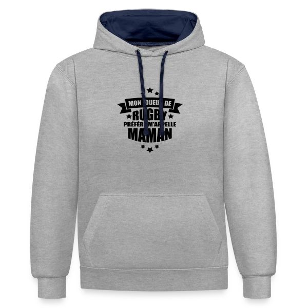 Mon Joueur de Rugby Préféré M'appelle Maman sur Sweat à capuche contrasté