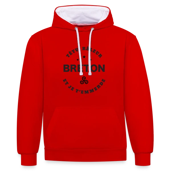 Breton Têtu et Râleur sur Sweat à capuche contrasté