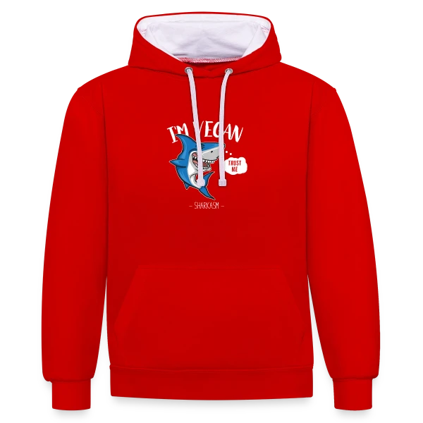 Requin Végétarien Humour sur Sweat à capuche contrasté