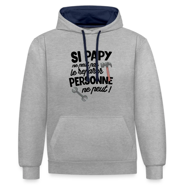 Super Papy Bricoleur sur Sweat à capuche contrasté
