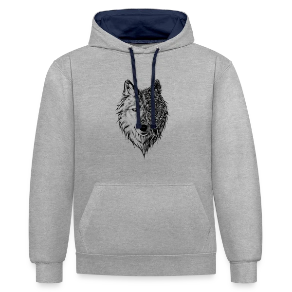 Loup Tribal Géométrique sur Sweat à capuche contrasté